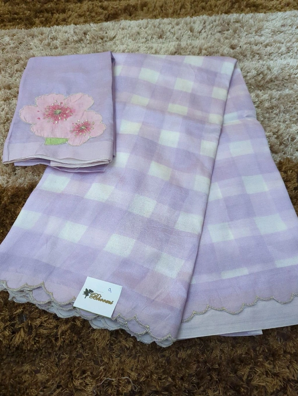 Pure Handloom Mangalagiri Pattu With Patch Work - White 9