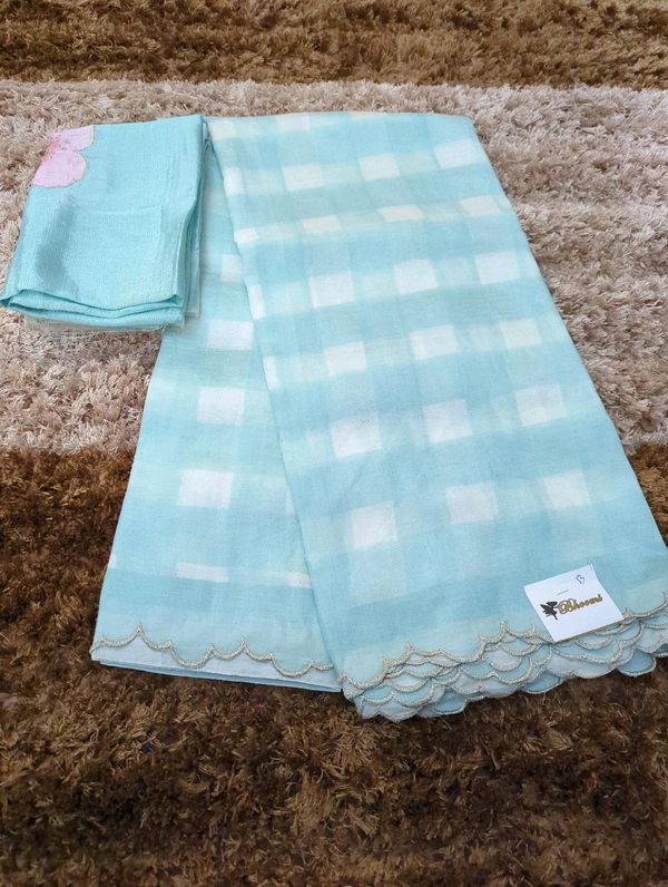 Pure Handloom Mangalagiri Pattu With Patch Work - White 13