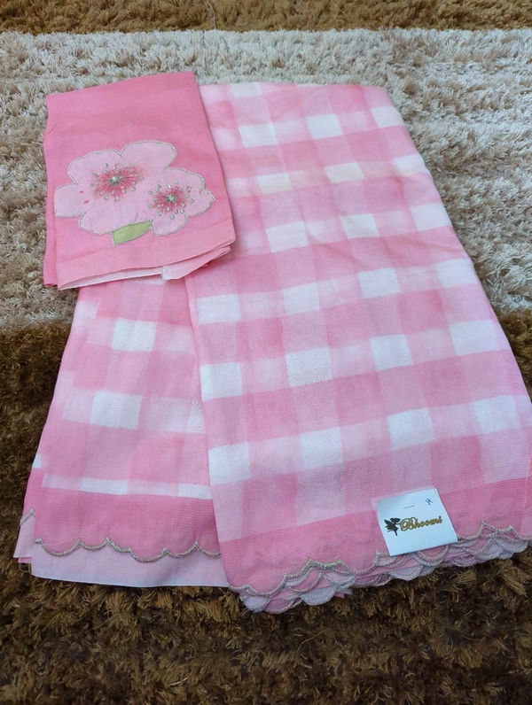 Pure Handloom Mangalagiri Pattu With Patch Work - White 14