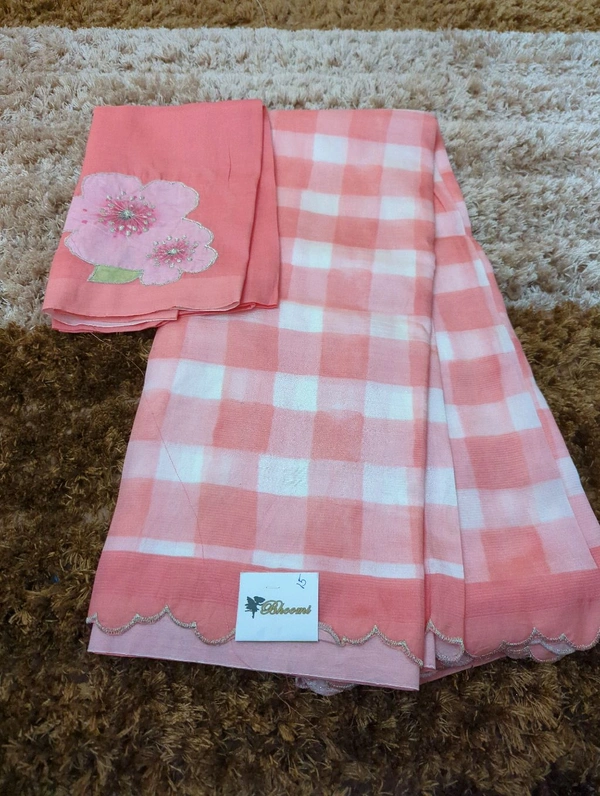 Pure Handloom Mangalagiri Pattu With Patch Work - White 15