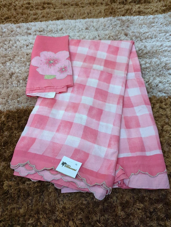 Pure Handloom Mangalagiri Pattu With Patch Work - White 18