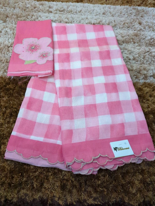 Pure Handloom Mangalagiri Pattu With Patch Work - White 19