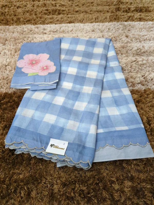Pure Handloom Mangalagiri Pattu With Patch Work - White 20
