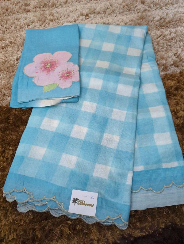 Pure Handloom Mangalagiri Pattu With Patch Work - White 21
