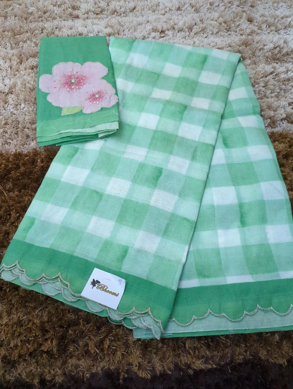 Pure Handloom Mangalagiri Pattu With Patch Work - White 22