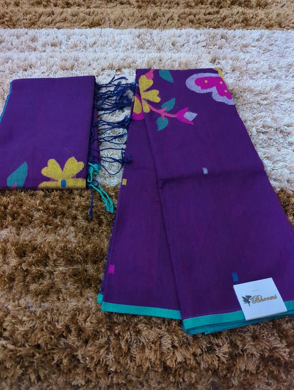 Pure Cotton Jamdhani Suit - Purple