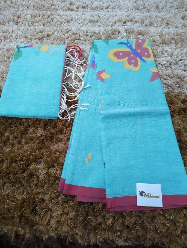 Pure Cotton Jamdhani Suit - sky blue 11