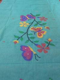 Pure Cotton Jamdhani Suit - sky blue 11
