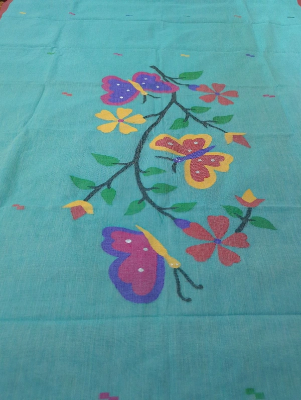 Pure Cotton Jamdhani Suit - sky blue 11