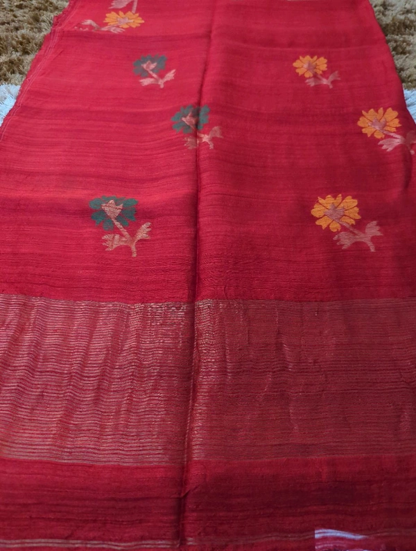 Pure Handloom Matka Silk - Red