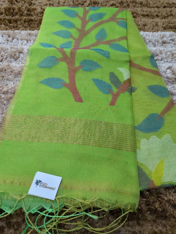 Pure Tissue Kora Jamdhani - Green