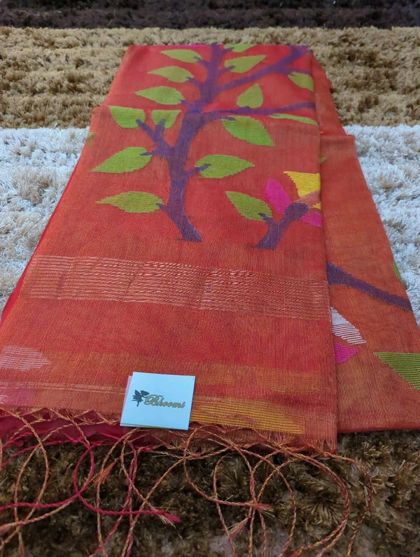 Pure Tissue Kora Jamdhani - red