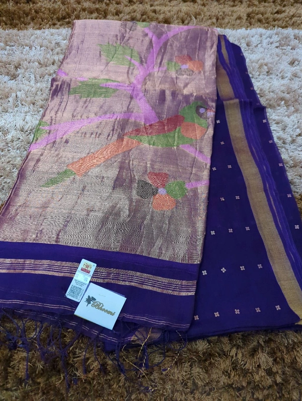 Pure Handloom Muslin Pythani - Pigment Indigo