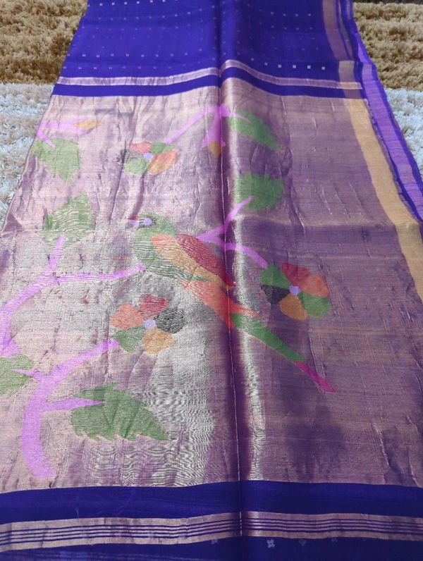 Pure Handloom Muslin Pythani - Pigment Indigo