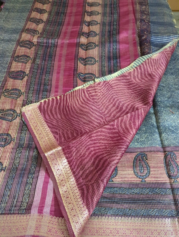 Pure Chanderi Checks - blue