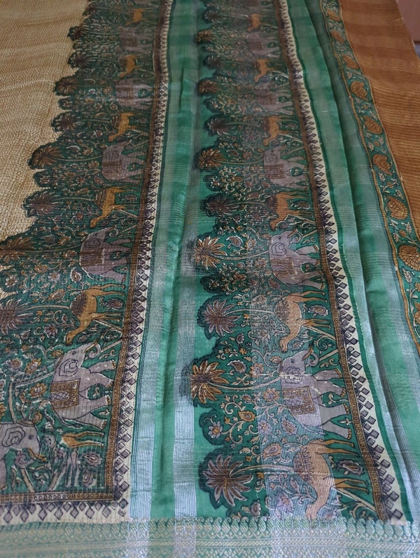 Pure Chanderi Checks - Teal