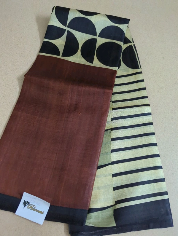 Pure Silk Designer  - Brown and black