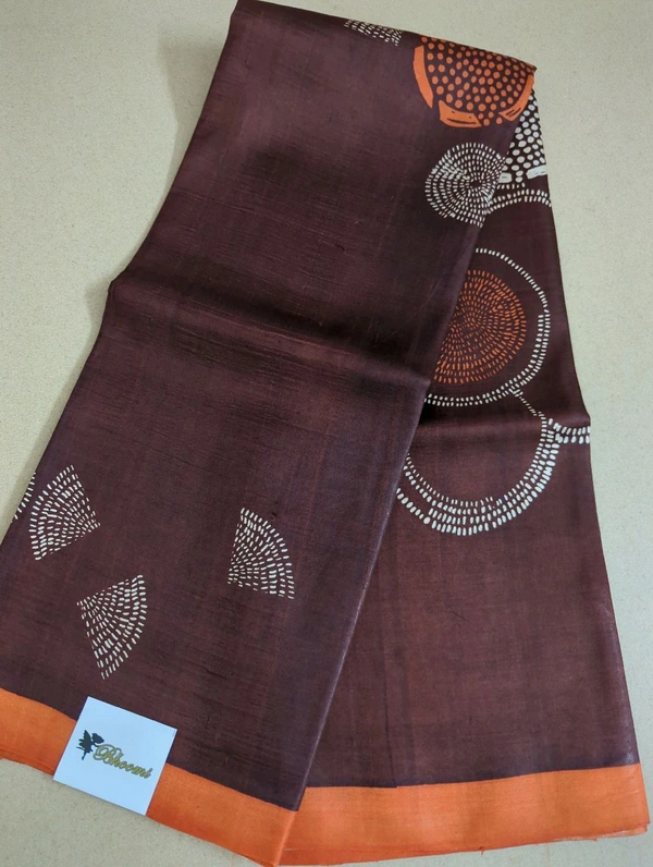 Pure Silk Designer  - Brown and orange