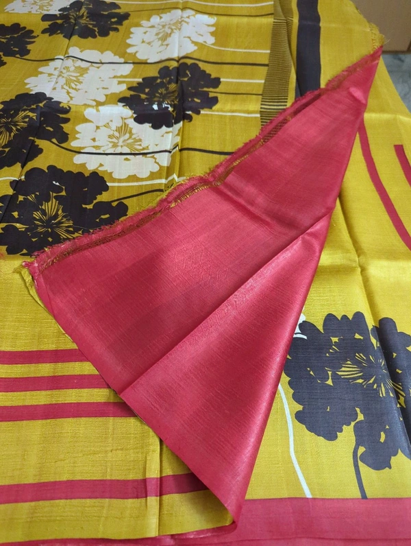 Pure Silk Designer  - Gold and red