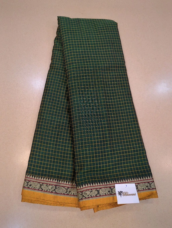 Pure Handloom Narayanapet Cotton - green 1