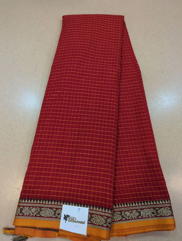 Pure Handloom Narayanapet Cotton - Red 3