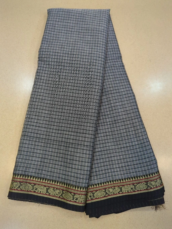 Pure Handloom Narayanapet Cotton - Gray 4