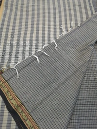 Pure Handloom Narayanapet Cotton - Gray 4
