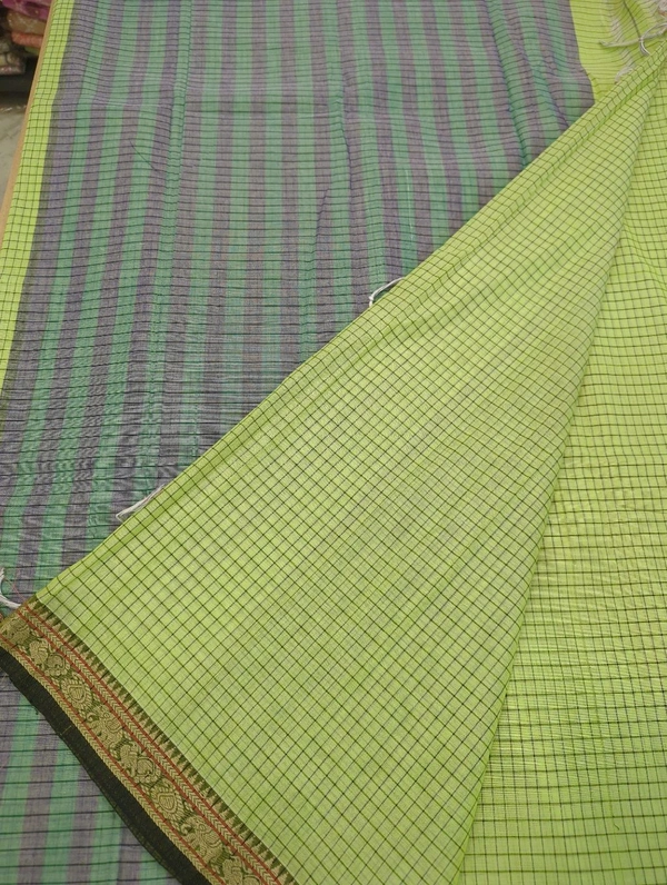 Pure Handloom Narayanapet Cotton - Snowy Mint 6