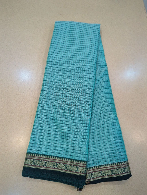 Pure Handloom Narayanapet Cotton - Jungle Mist 7
