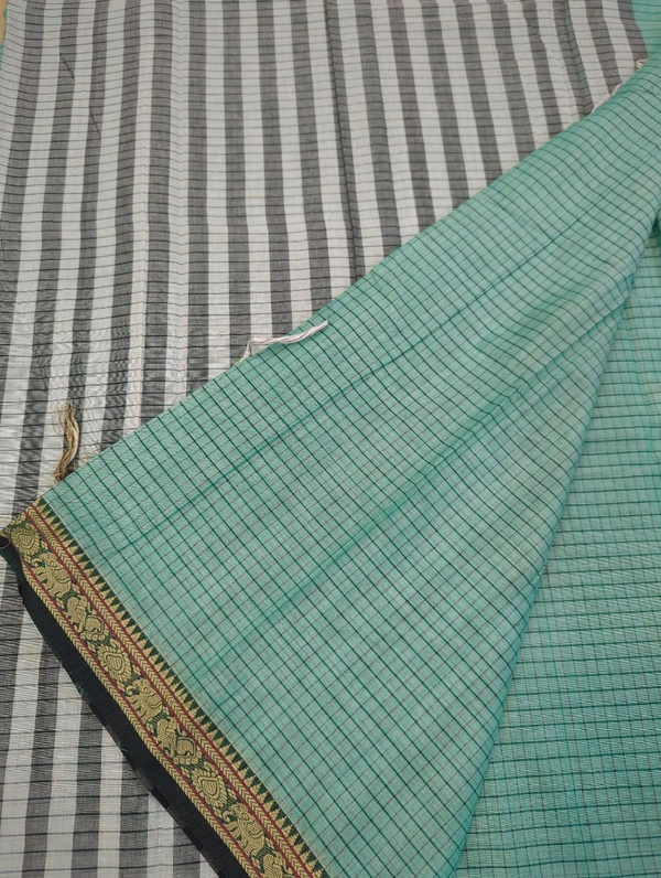 Pure Handloom Narayanapet Cotton - Jungle Mist 7