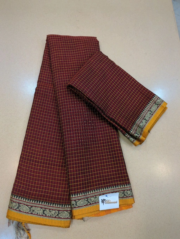 Pure Handloom Narayanapet Cotton - Maroon 9