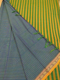 Pure Handloom Narayanapet Cotton - Blue 10