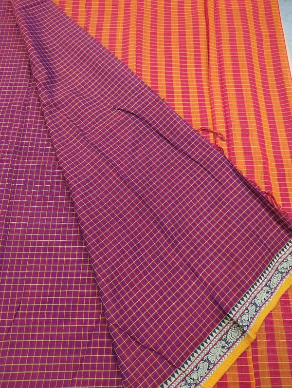 Pure Handloom Narayanapet Cotton - Purple 11