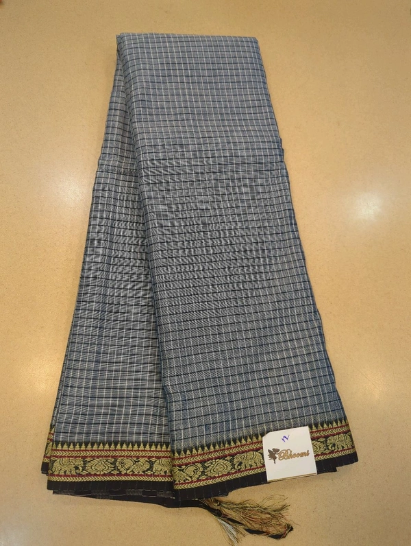 Pure Handloom Narayanapet Cotton - Silver 12