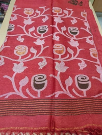 Pure Handloom Tusser Jamdhani - Red