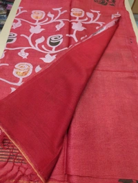 Pure Handloom Tusser Jamdhani - Red