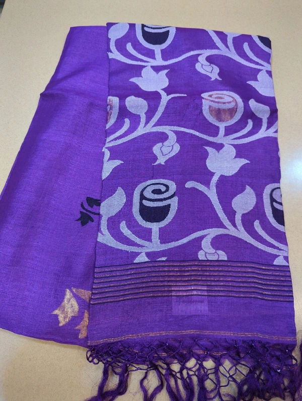 Pure Handloom Tusser Jamdhani - Electric Violet