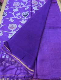 Pure Handloom Tusser Jamdhani - Electric Violet