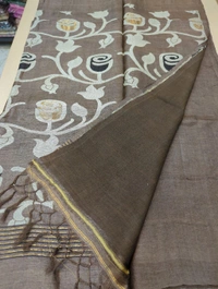 Pure Handloom Tusser Jamdhani - brown