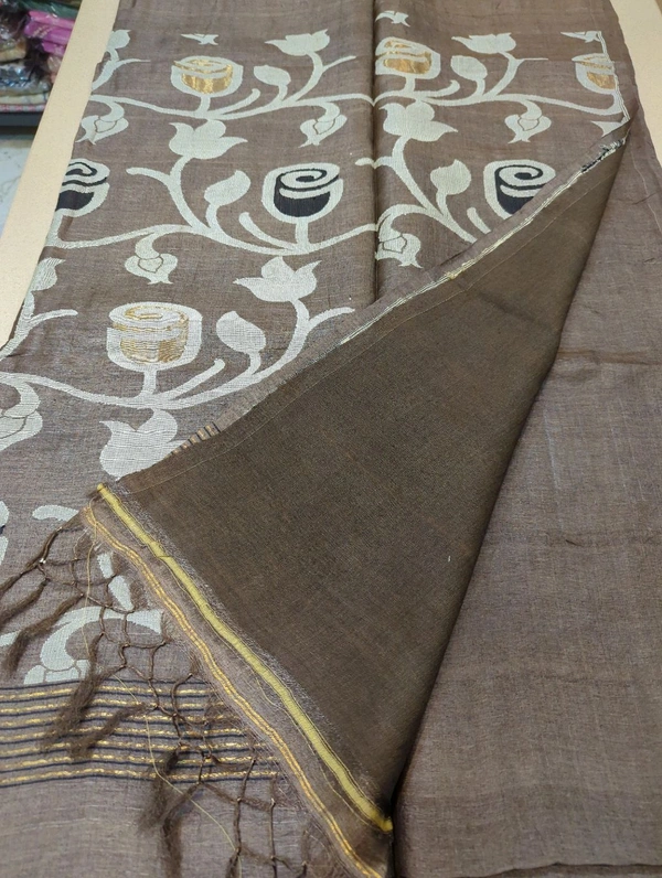 Pure Handloom Tusser Jamdhani - brown