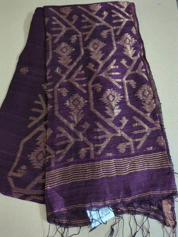 Pure Handloom Matka Weaving  - Ripe Plum