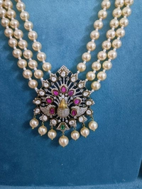 Swarovski Long Mala With Victorian Pendant And Earrings  - HD