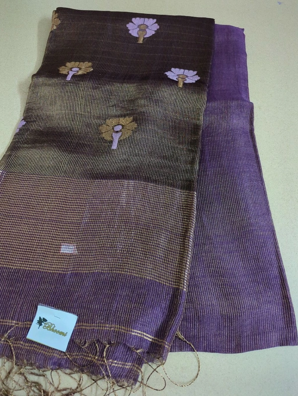 Pure Handloom Reshma Silk Lenin - Purple