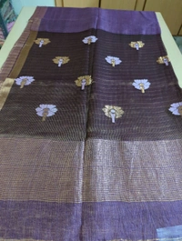 Pure Handloom Reshma Silk Lenin - Purple