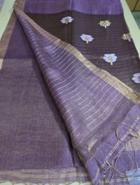 Pure Handloom Reshma Silk Lenin - Purple