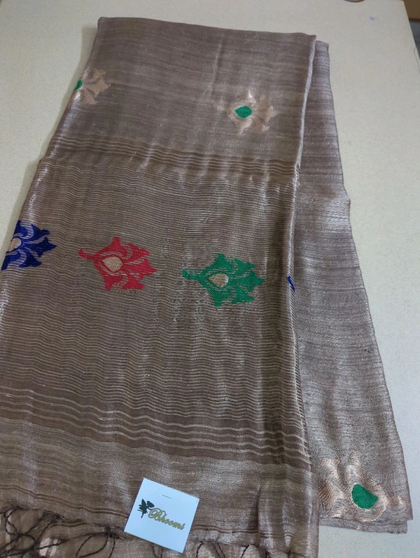 Pure Handloom Matka Designer  - Brown