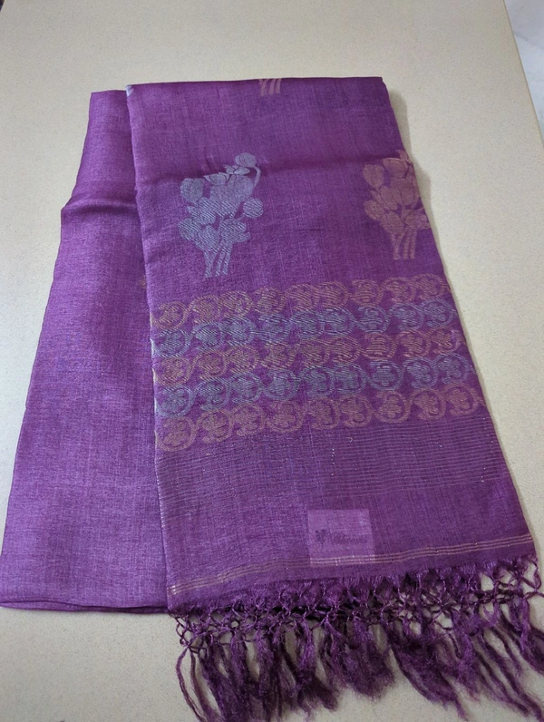 Pure Handloom Tusser Jamdhani - Purple