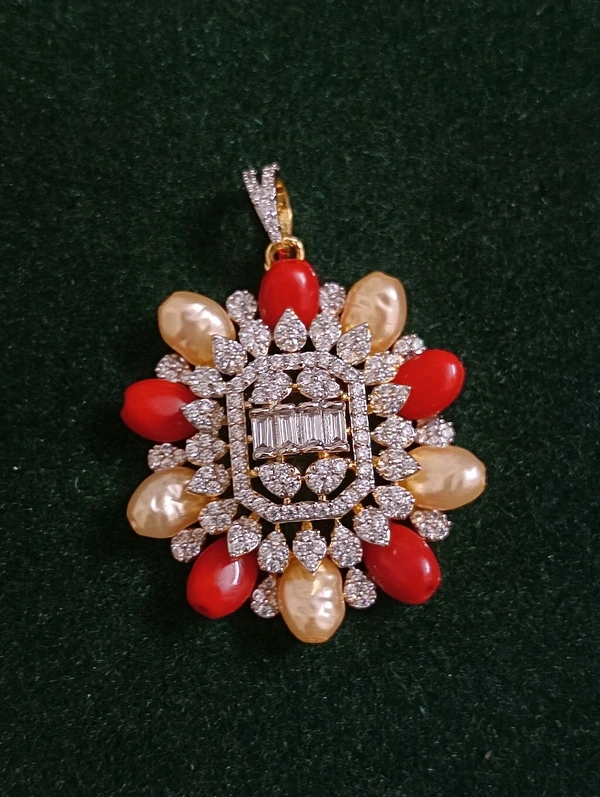 Coral And Swarovski Pendant  - HD, coral