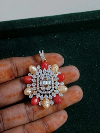 Coral And Swarovski Pendant  - HD, coral