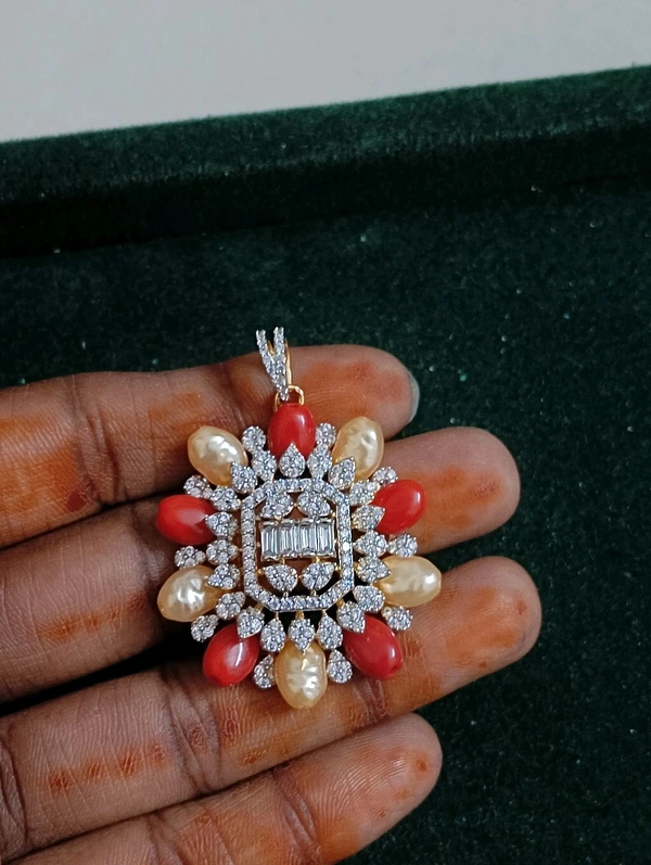 Coral And Swarovski Pendant  - HD, coral